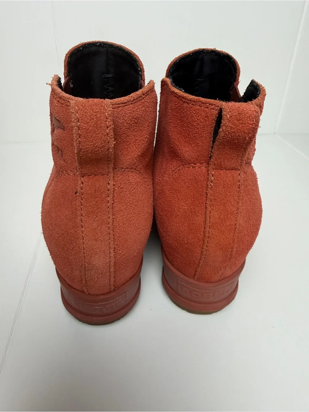 Sorel Evie Pull On Wedge Boot WATERPROOF Suede Bootie Orange Red 6.5